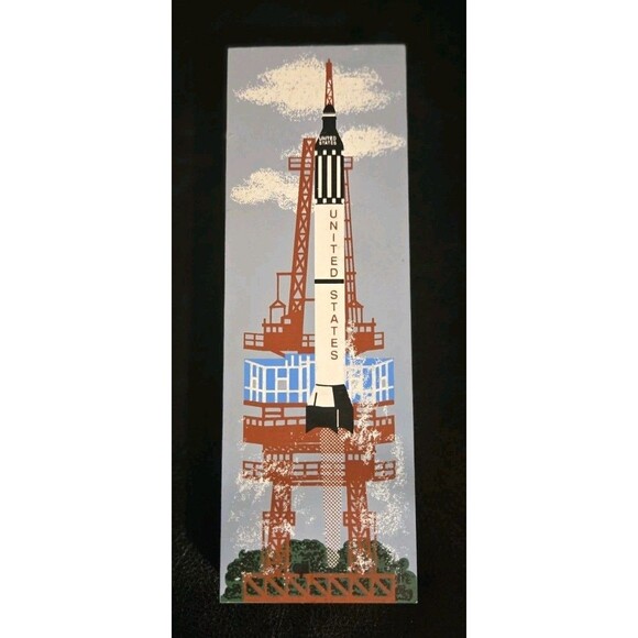 Vintage 2000 The Cats Meow Village Mercury Launch Space Flight Wood Shelf Sitter - Picture 2 of 9